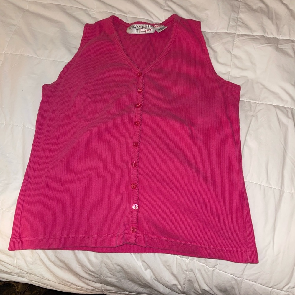 Vintage Tower Hill Sport Fuschia/Pink Sleeveless Blouse Size Small